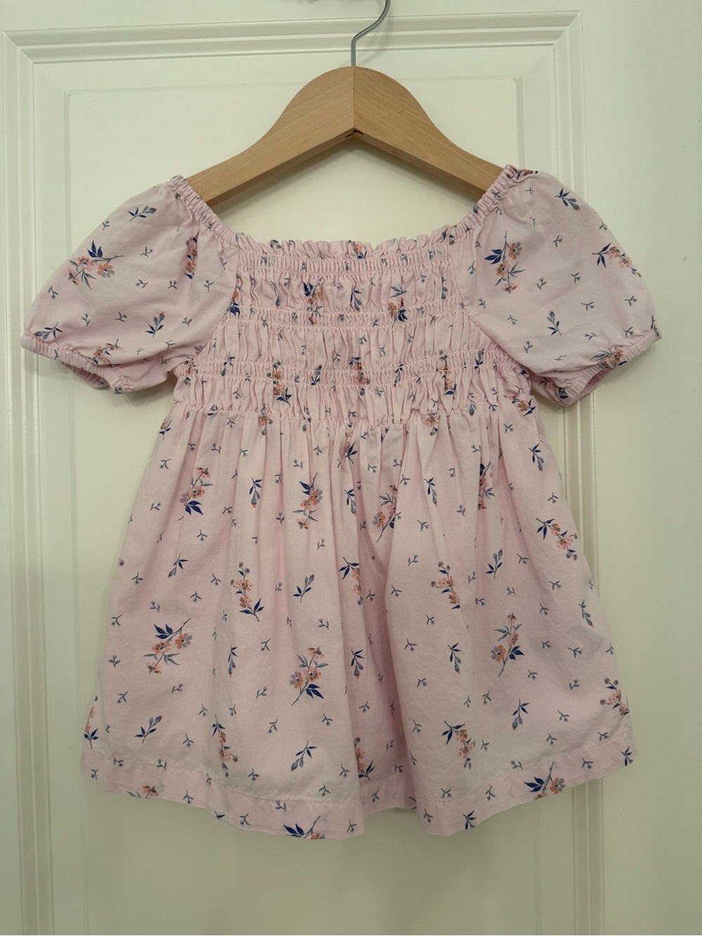 Baby GAP Pink Floral Smocked Puff-Sleeve Dress